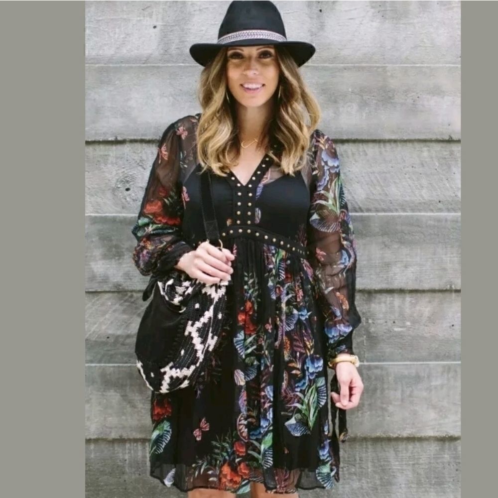 Anthropologie Maeve Nighttime mini Florals Dress Size 4